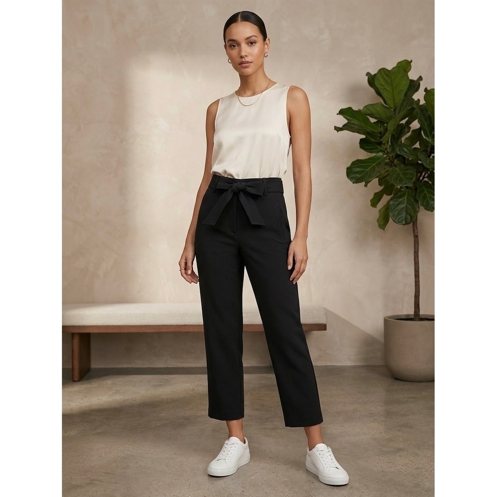 Wilfred Aritzia Black Tie Waist High Rise Cropped Trousers Pants 60355 Size 6